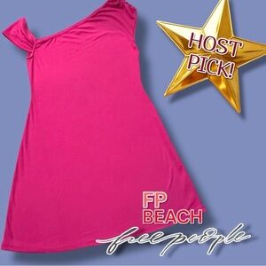 ⭐️HP⭐️NWOT FP BEACH By Free People Hot Pink Coverup Dress. Size Large 🌴